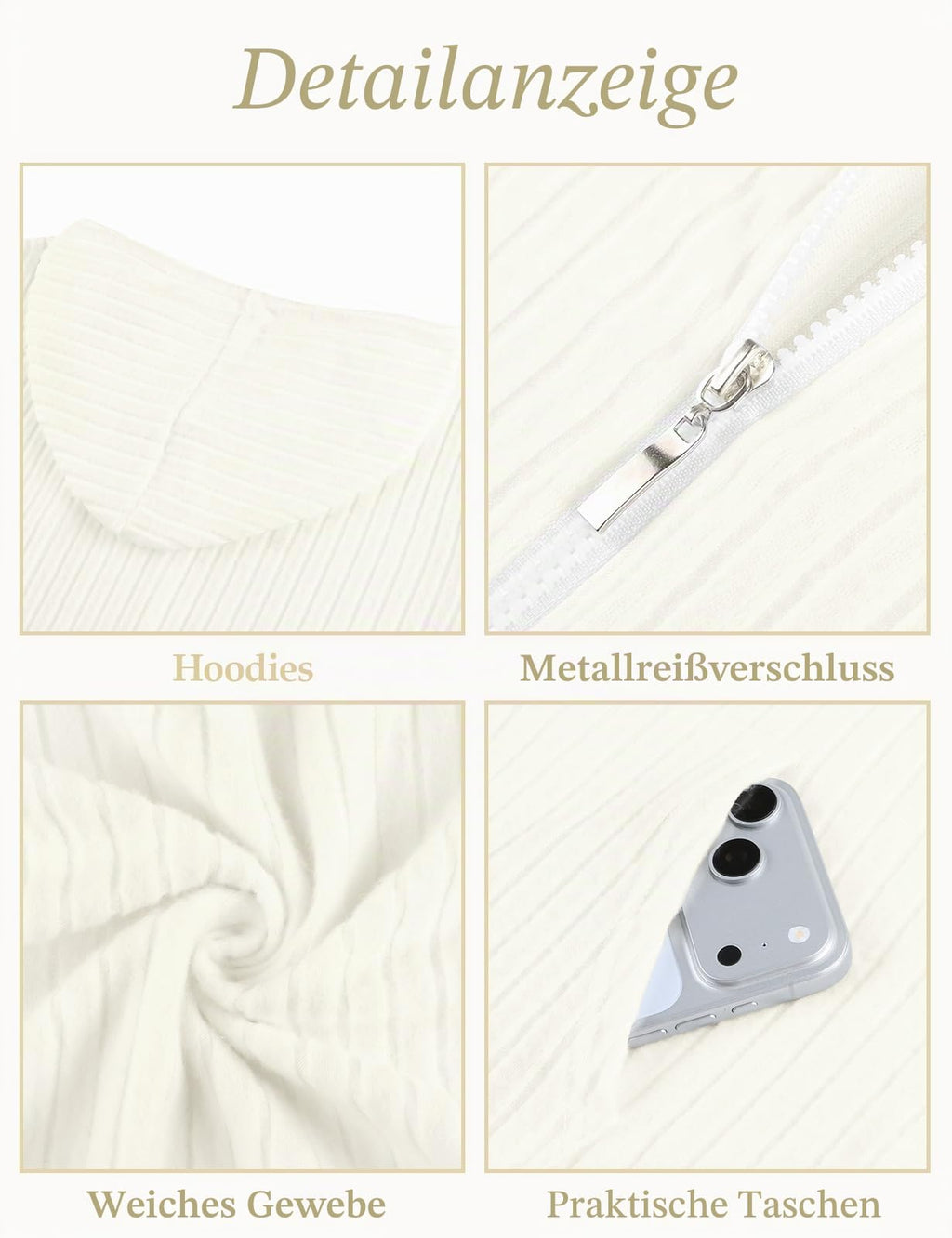 Flikity Zip Hoodie Damen Reißverschluss Sweatjacke mit Kapuze Dünne Jacke