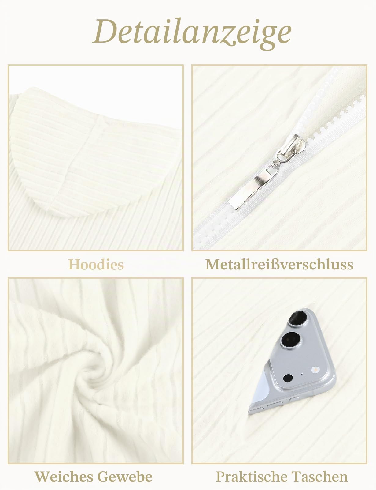 Flikity Zip Hoodie Damen Reißverschluss Sweatjacke mit Kapuze Dünne Jacke