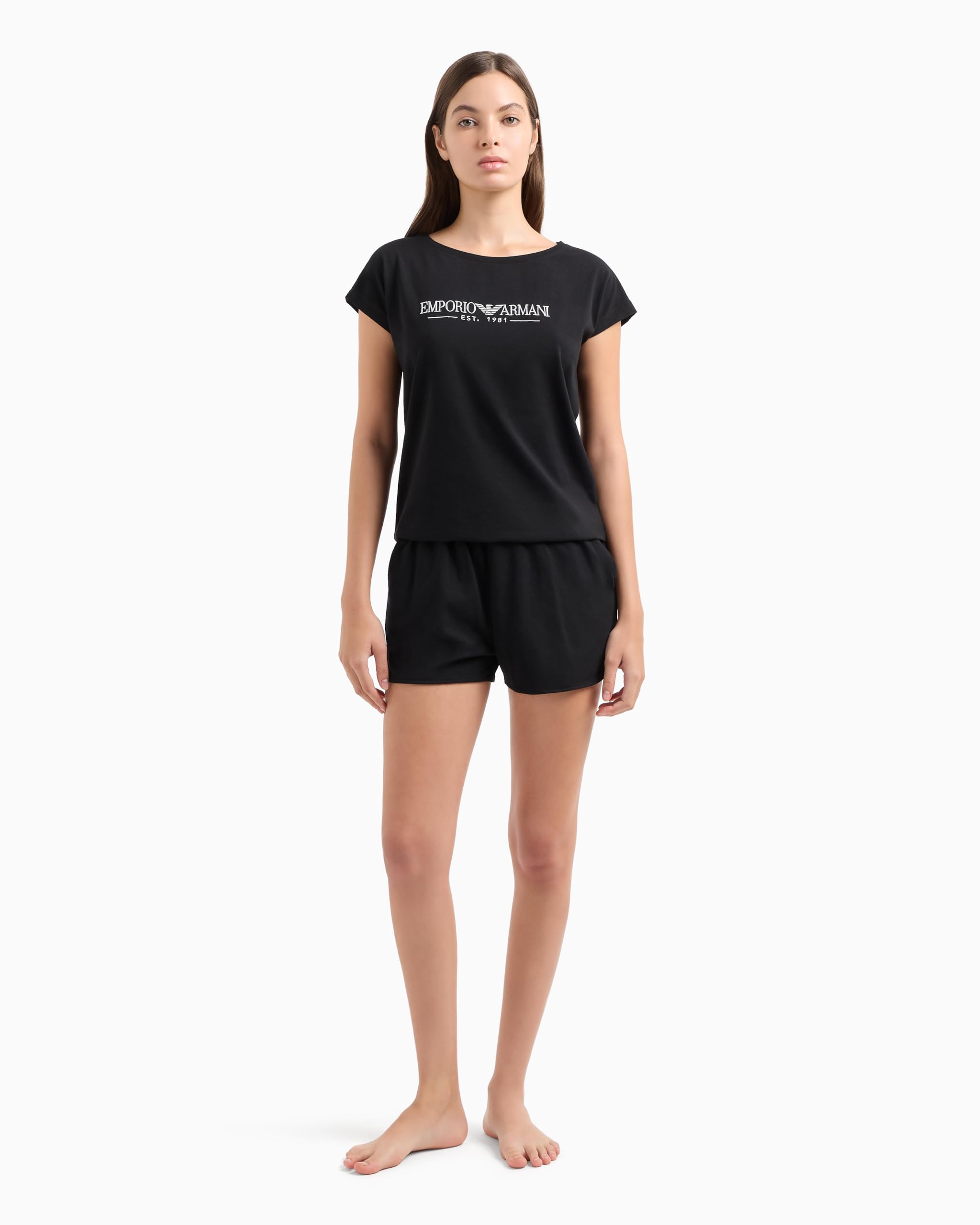 Emporio Armani Short Pajamas Set Juego de Pijama, Negro, S para Mujer