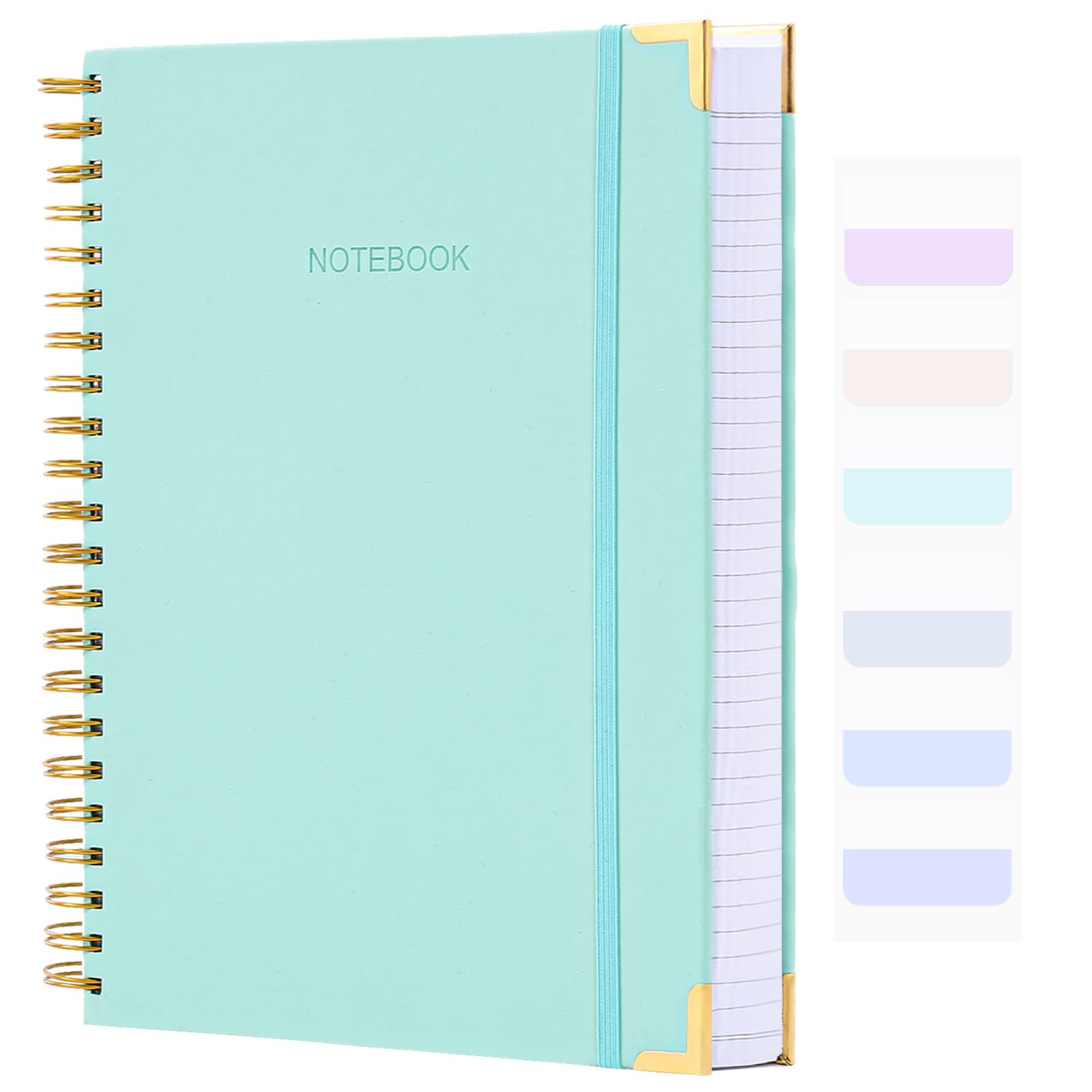 Amanple Spiral Notebook, College Ruled Notebook Journal, 8.5” x 11”, 300 Pages Leather Writing Journal for Women Men, A4 Hardcover Notebook for Work School, 24pcs Index Tabs, Teal