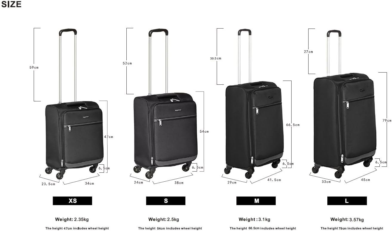 Amazon Basics Softside Carry-On Spinner Luggage Suitcase - 18 Inch (45cm), Black