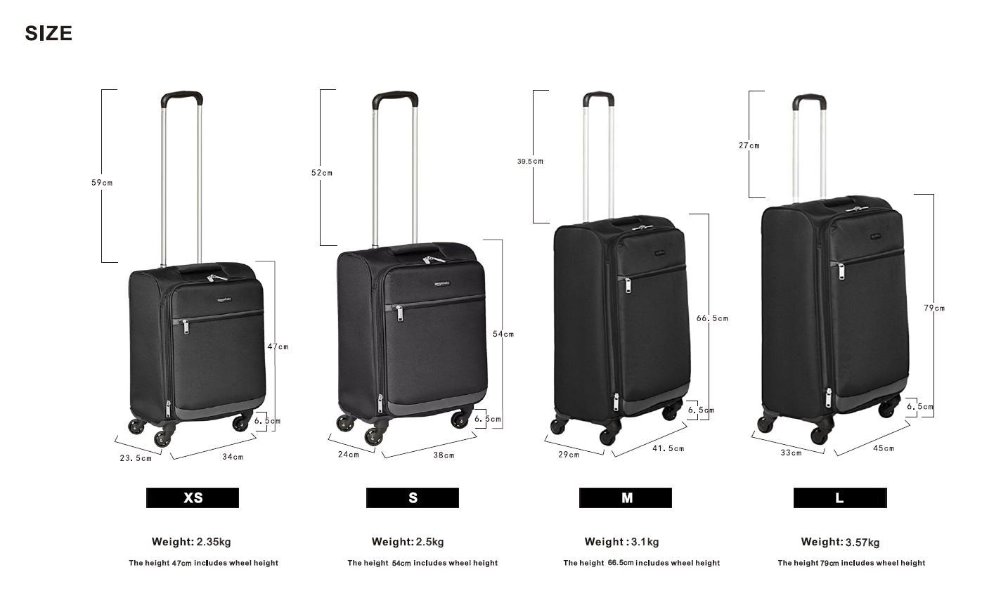 Amazon Basics Softside Carry-On Spinner Luggage Suitcase - 18 Inch (45cm), Black