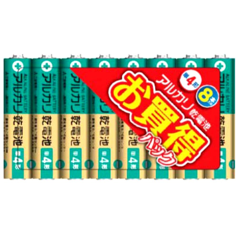 Mitsubishi Electric LR03U/8S Alkaline Batteries (Shrink Pack) AAA Batteries, Pack of 8