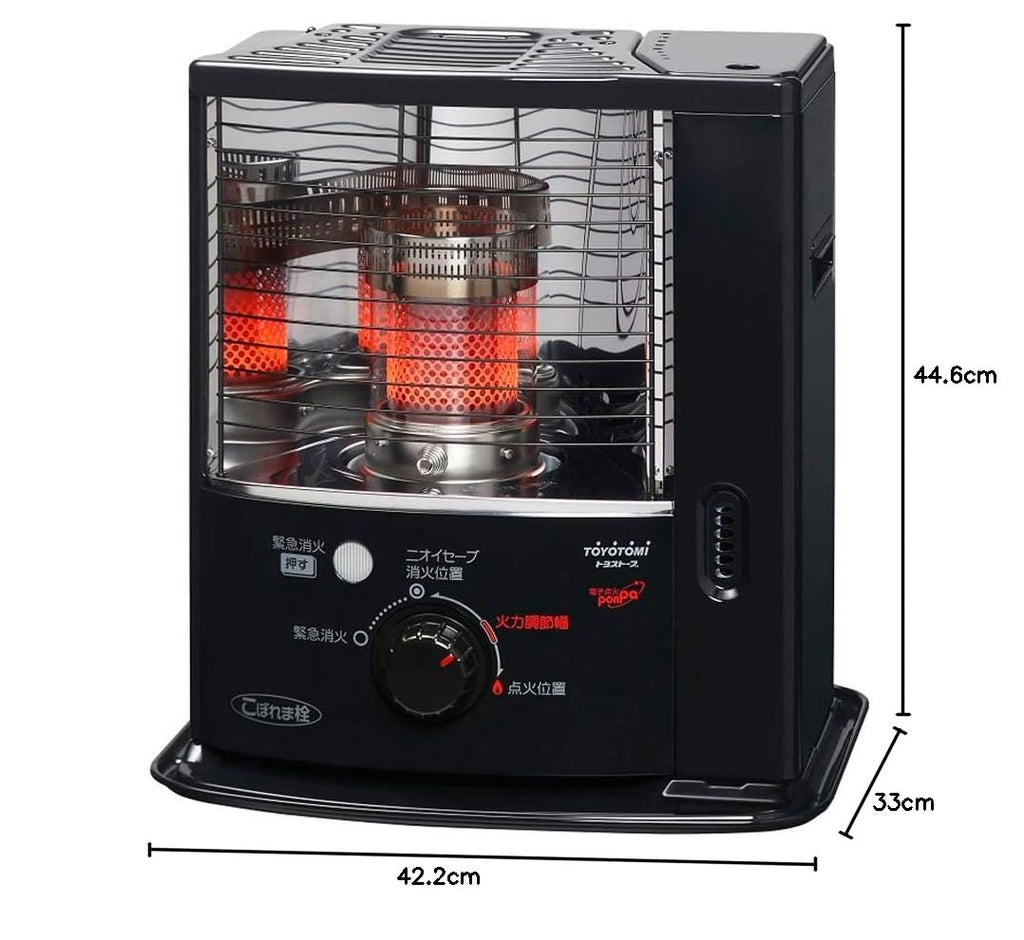 Toyotomi RSX-230(B) Reflective Stove (Wooden Up to 6 Tatami Mat/Concrete Up to 8 Tatami), Black, Made in Japan