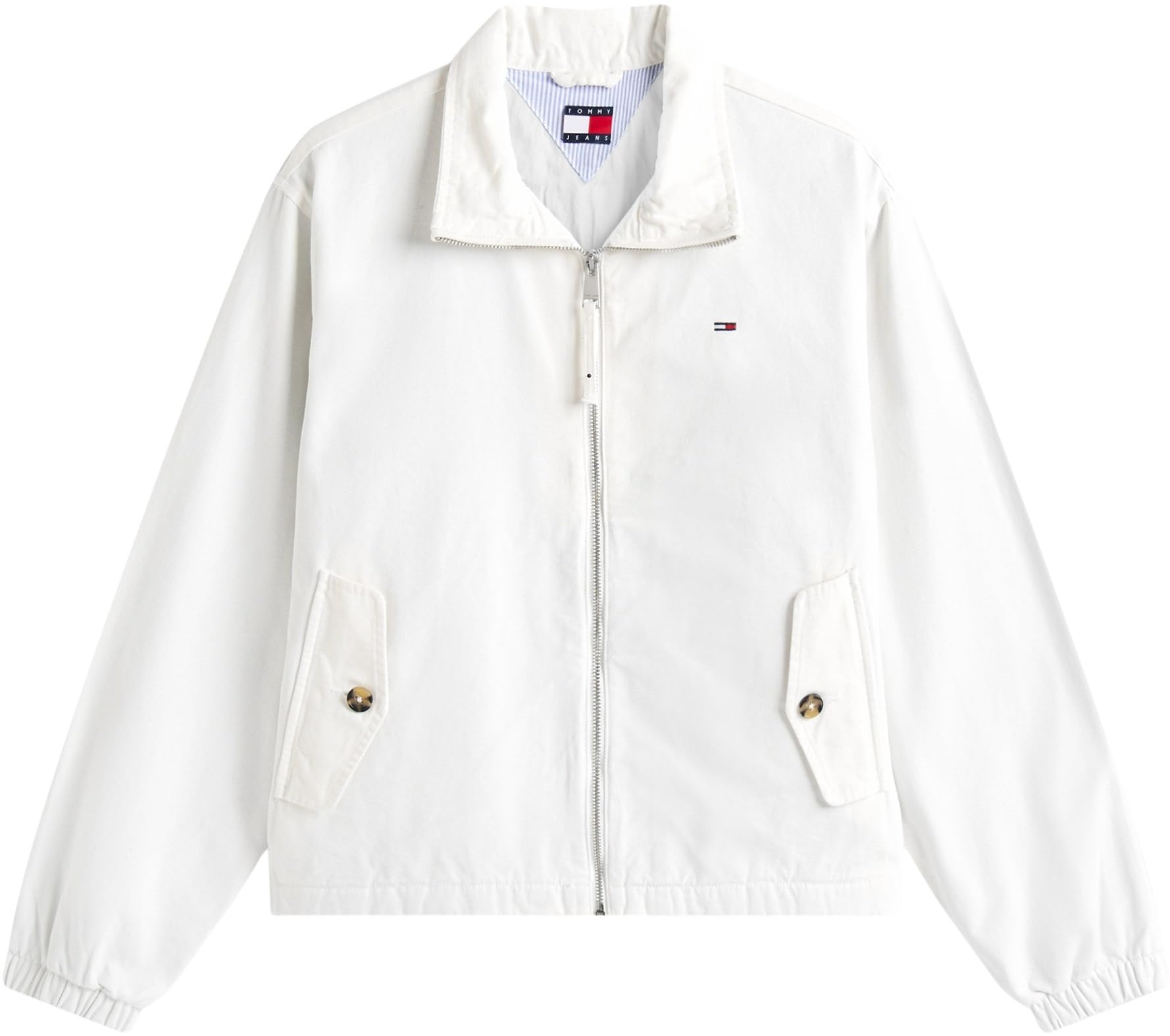 Tommy Jeans Cazadora de entretiempo Mujer Zip Cotton con cremallera, Blanco (Ecru), S