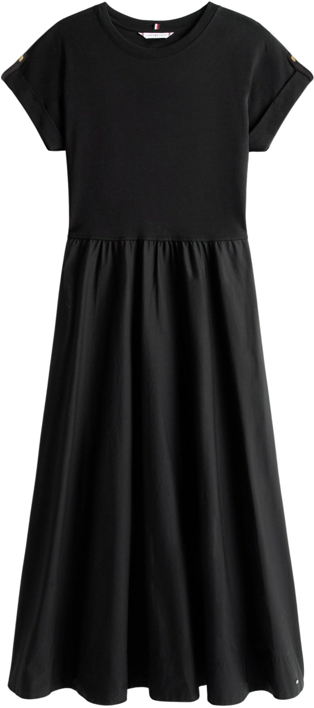 Tommy Hilfiger Vestido Mujer Modern Cody Midi Mix Fit & Flare, Negro (Black), XL