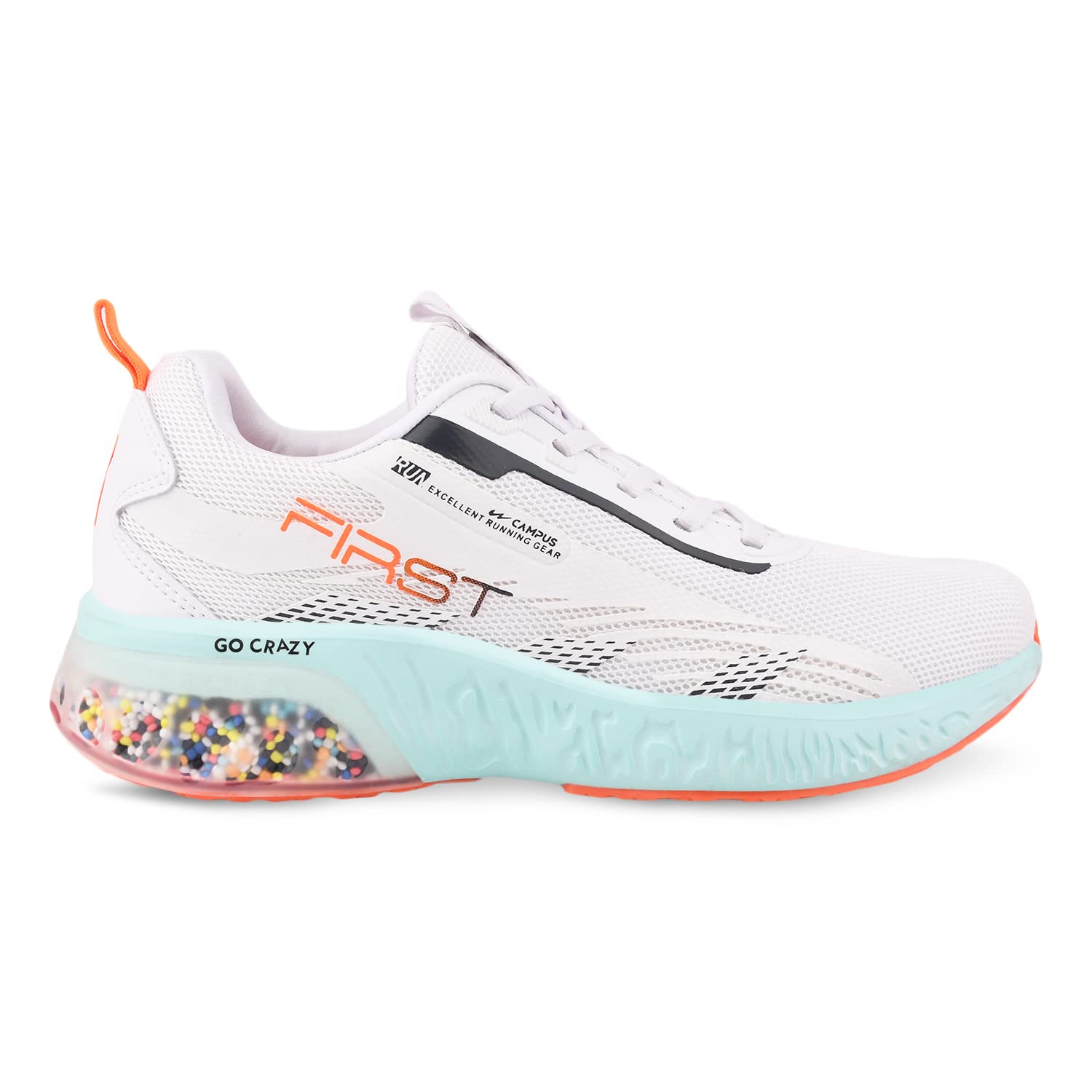 Campus Men's First WHT/SIL/B.ORG Running Shoes -9 UK/India