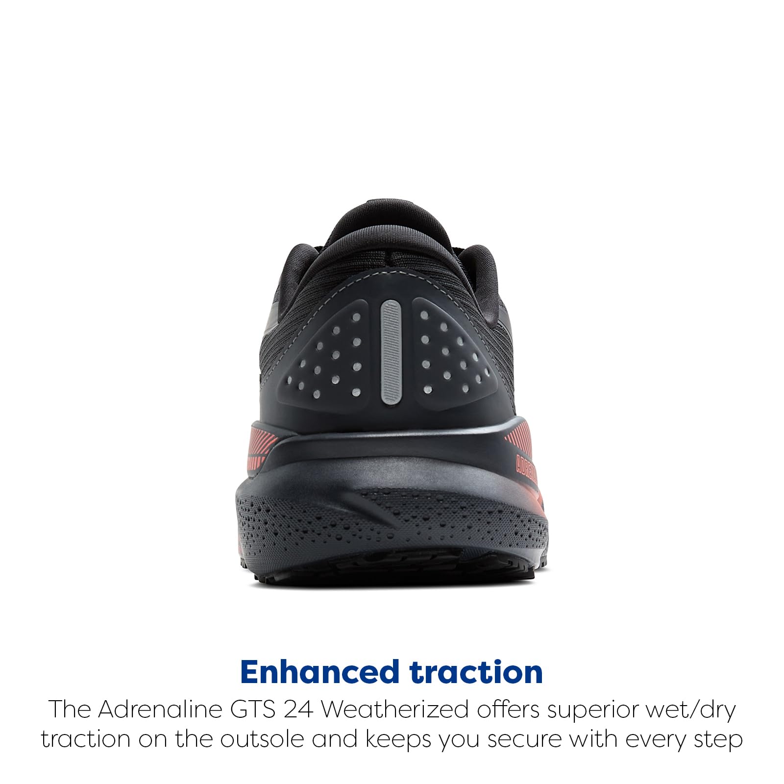 BROOKS Adrenaline GTS 24 Weatherized, Sneaker Mujer, Negro/Ébano/Coral Intenso, 42 EU