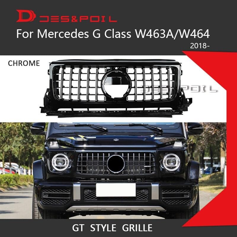 Car Craft Front Bumper Grill Compatible With Mercedes G Class W463 2019-2023 G Wagon G500 G550 G63 G65 G55 Front Bumper Grill W464 Grill Gtr Silver