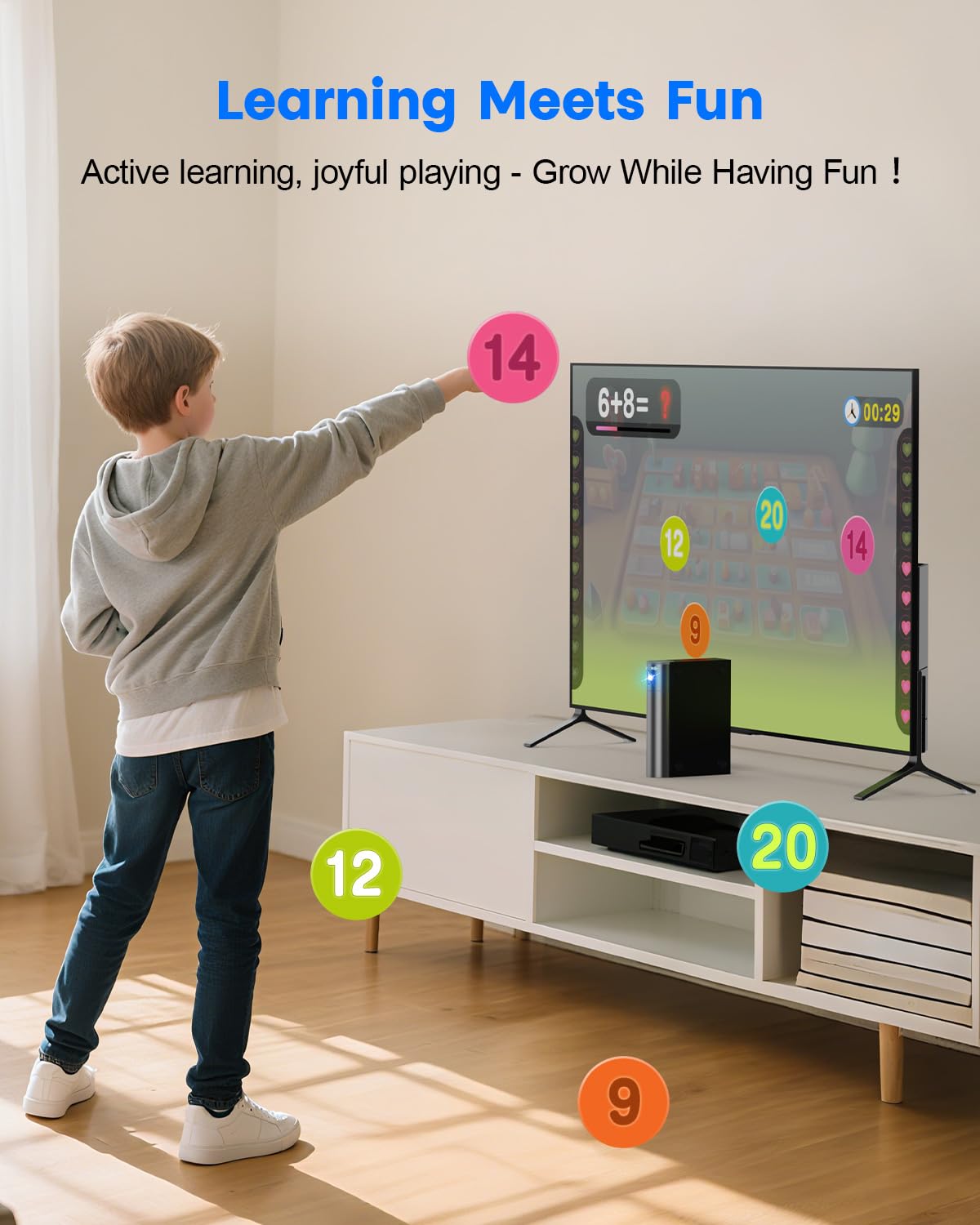 MetFut AR Motion Consola de juegos - Sistema de videojuegos Plug & Play para niños y familias. Ideal para juegos físicos en interiores, diversión interactiva familiar, fiestas de juegos, juegos