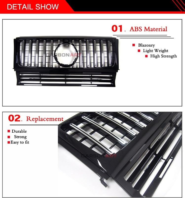 Car Craft Front Bumper Grill Compatible With Mercedes G Class W463 2019-2023 G Wagon G500 G550 G63 G65 G55 Front Bumper Grill W464 Grill Gtr Silver