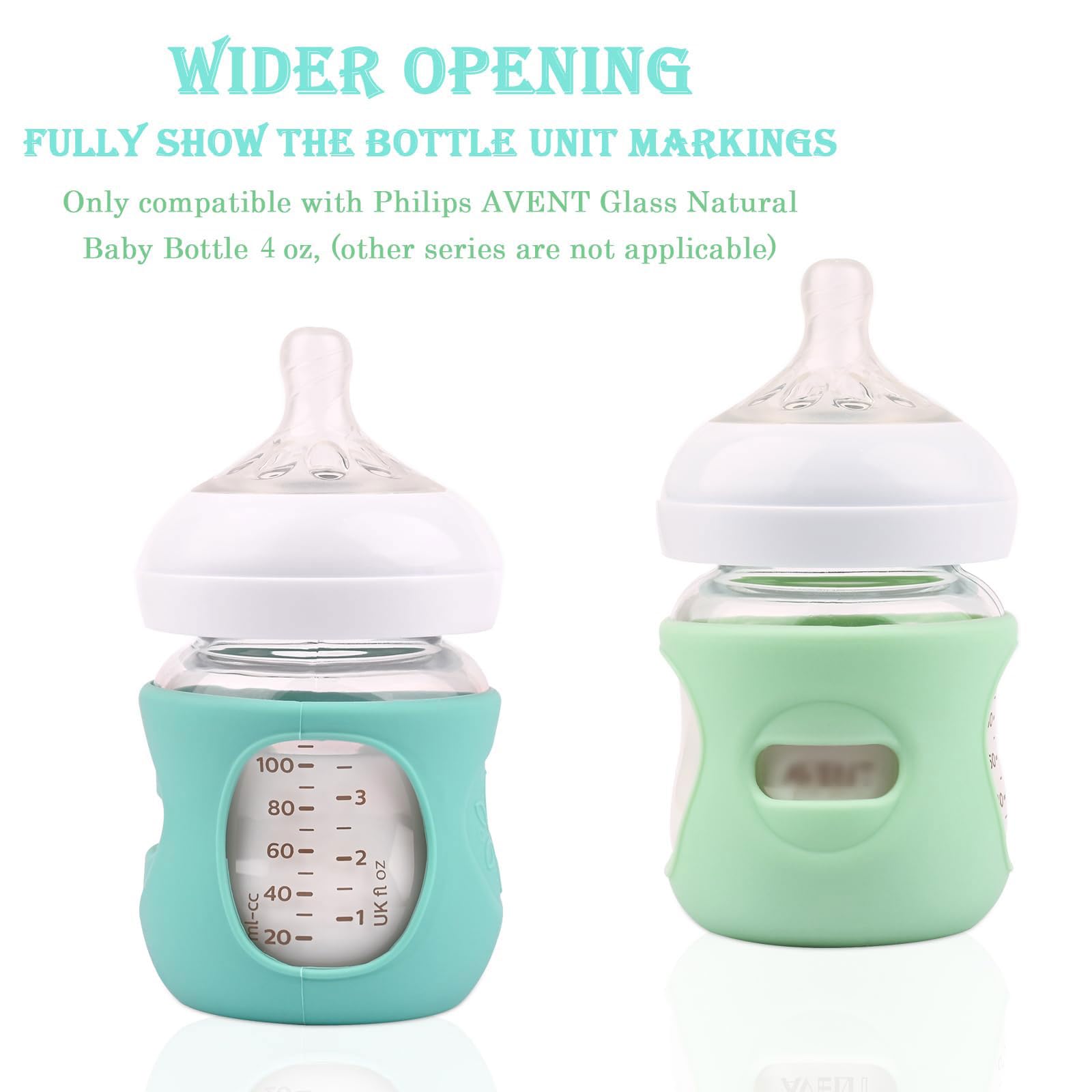 3 Pack Silicone Sleeves for Philips Avent Natural Glass Baby Bottles, Shatter Proof Natural Silicone Bottle Sleeve Compatible Philips Avent Glass Natural Baby Bottle，BPA Free (4oz)