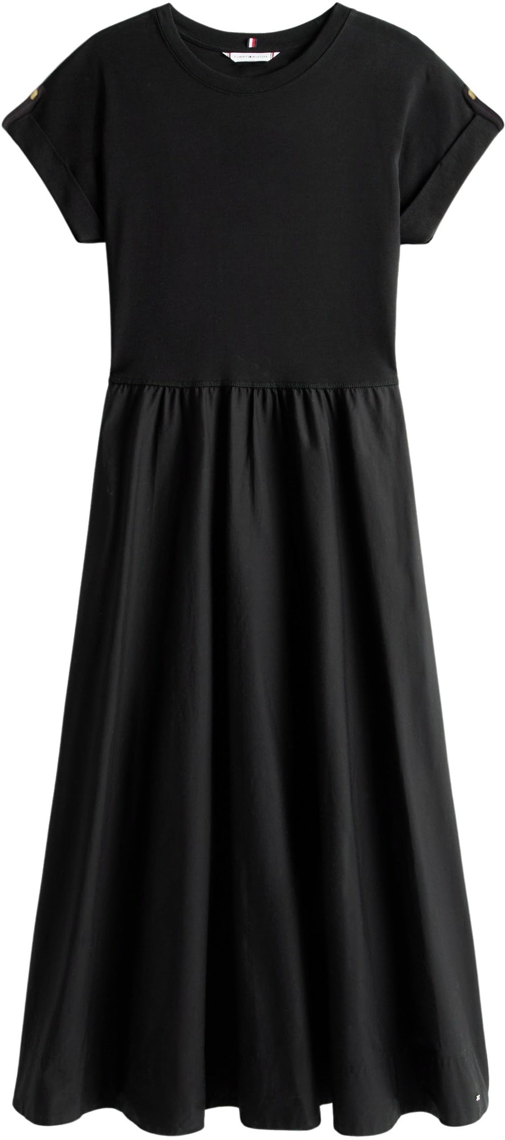 Tommy Hilfiger Vestido Mujer Modern Cody Midi Mix Fit & Flare, Negro (Black), XL