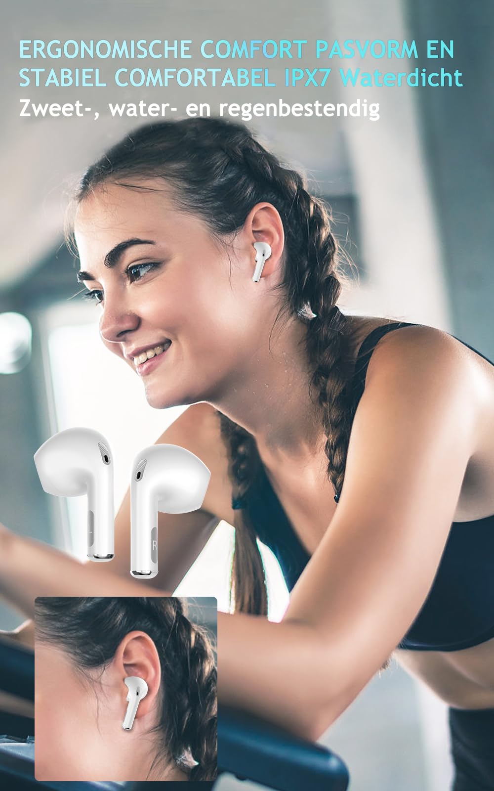 Draadloze Oortjes, ENC Ruisonderdrukkende Draadloze Bluetooth 5.3 Hoofdtelefoon, Draadloze Stereokoptelefoon Met Microfoon, Touch, IPX7 waterdicht, 35 uur speeltijd, Geschikt Voor Sport/Werk