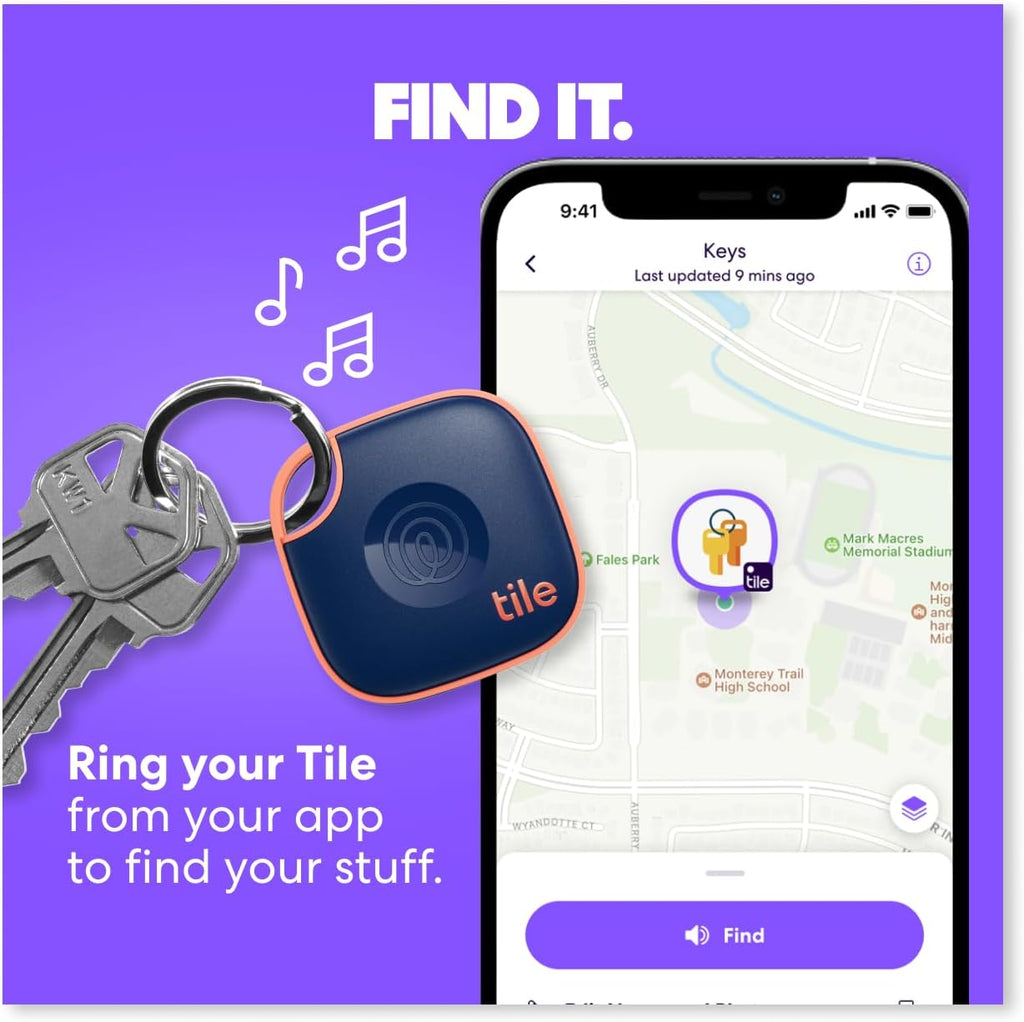 Tile by Life360 Mate - Bluetooth Tracker, Keys Finder and Item Locator for Keys, Bags and More, Phone Finder, Both iOS and Android Compatible, Pack of 1 (Black)