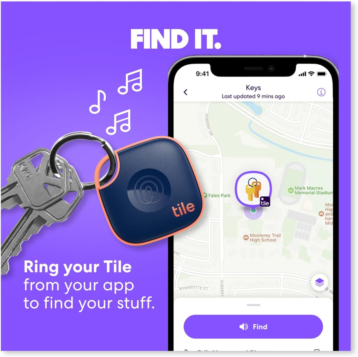 Tile by Life360 Mate - Bluetooth Tracker, Keys Finder and Item Locator for Keys, Bags and More, Phone Finder, Both iOS and Android Compatible, Pack of 1 (Black)
