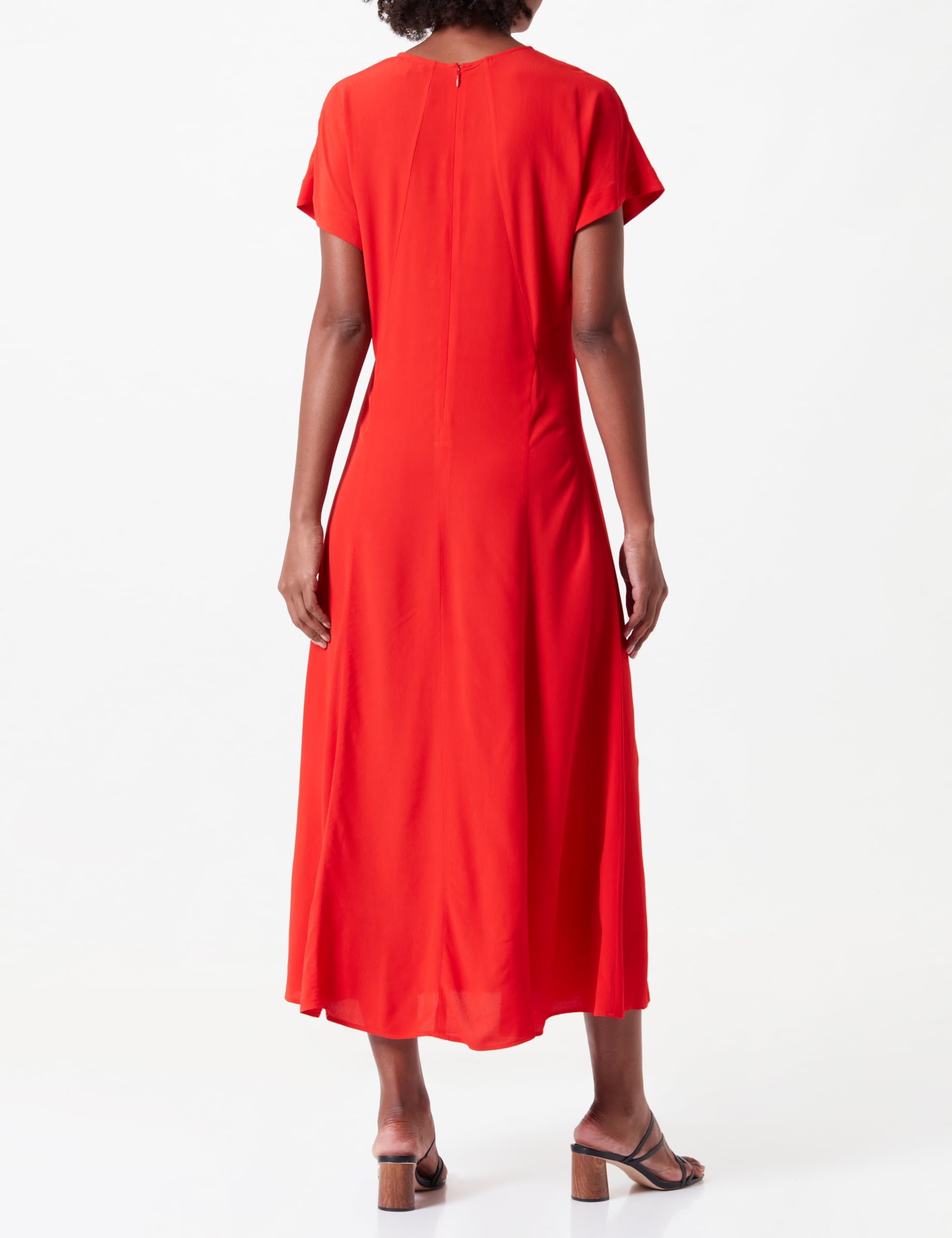 Tommy Hilfiger Vestido Mujer Viscose Crepe Maxi Dress de manga corta, Rojo (Fierce Red), 40