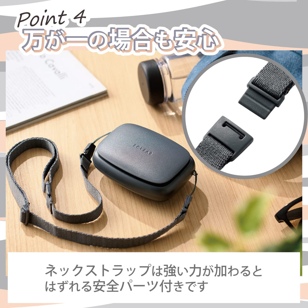 Elecom FAN-U234GY USB Fan, Tabletop Fan, Rechargeable, Hands-Free, 3-Way, Clip Included, Stand Function, Can Be Used for Approx. 1 to 3.5 Hours on a Full Charge, Dusty Gray