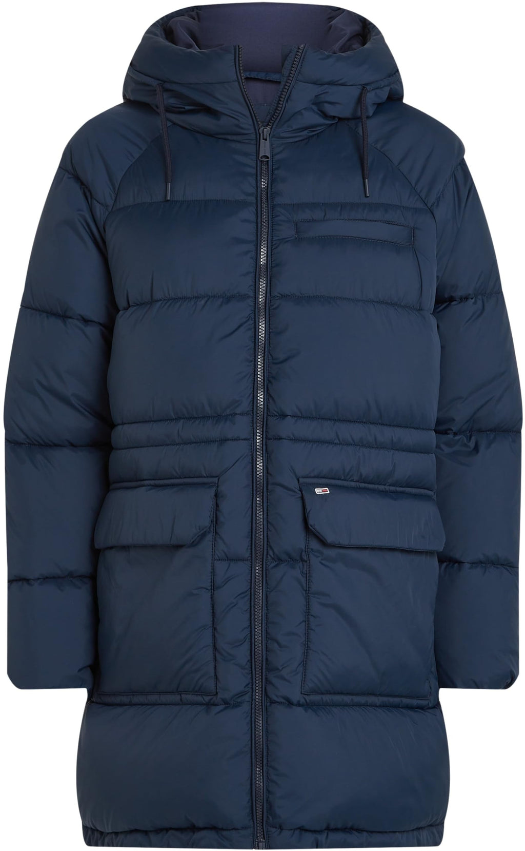 Tommy Jeans Abrigo de Plumas Mujer Midi Puffer con Capucha, Azul (Dark Night Navy), M