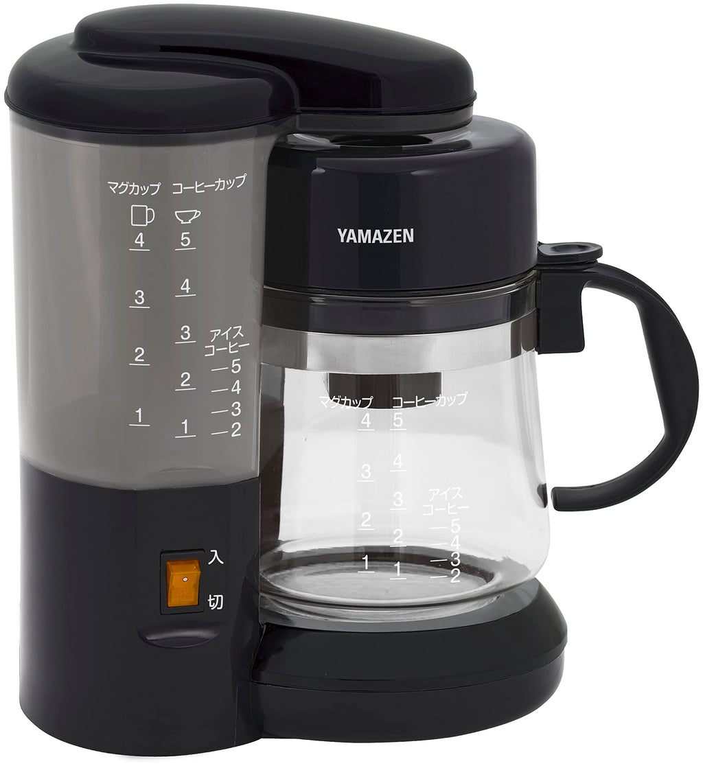 Yamazen YCA-502(B) Coffee Maker, 650ml (22oz) 5 Cup Drip Type, Iced Coffee, Easy Operation, Heat Retention, Water Level Measurements, Compact, Black