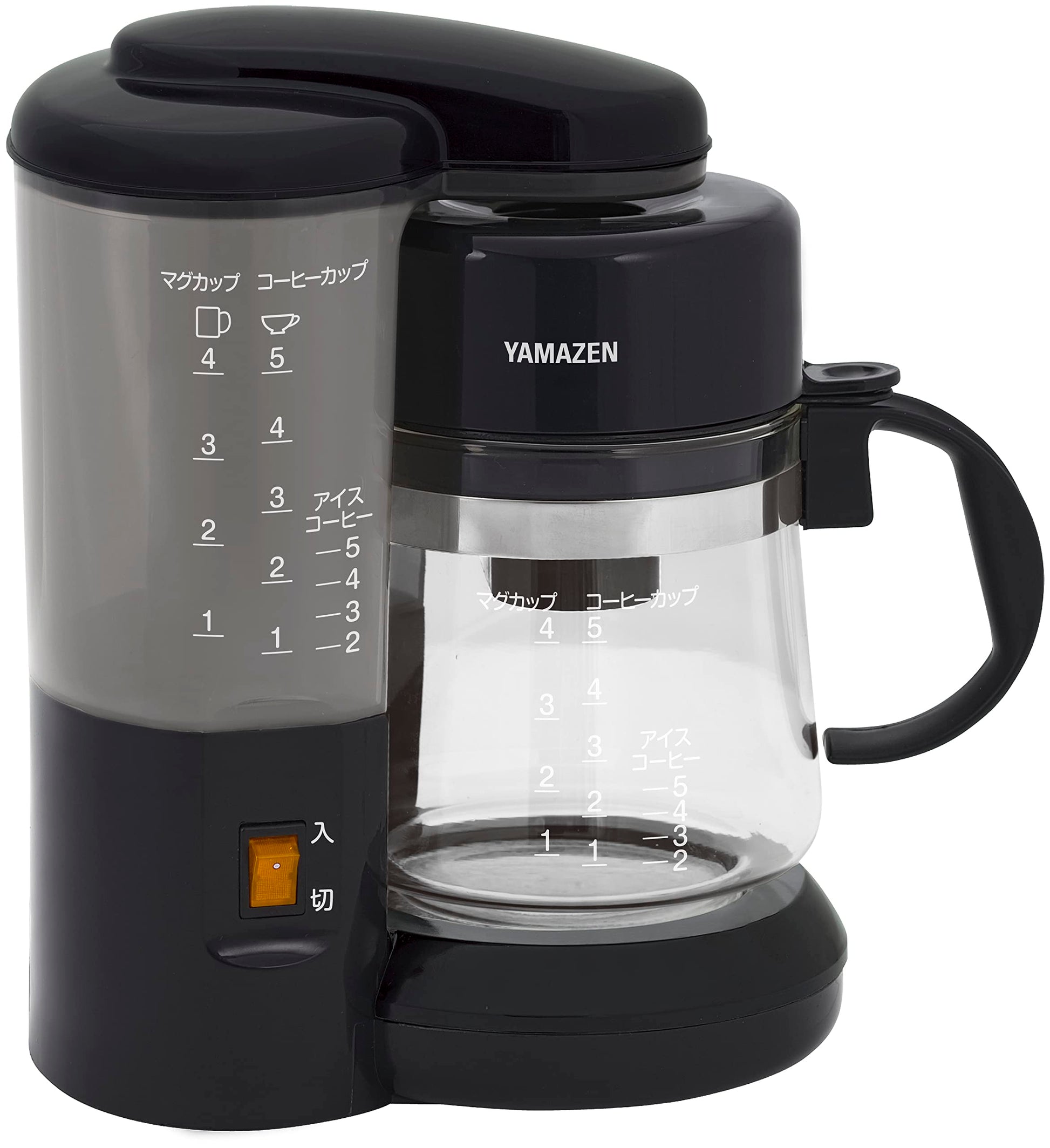 Yamazen YCA-502(B) Coffee Maker, 650ml (22oz) 5 Cup Drip Type, Iced Coffee, Easy Operation, Heat Retention, Water Level Measurements, Compact, Black