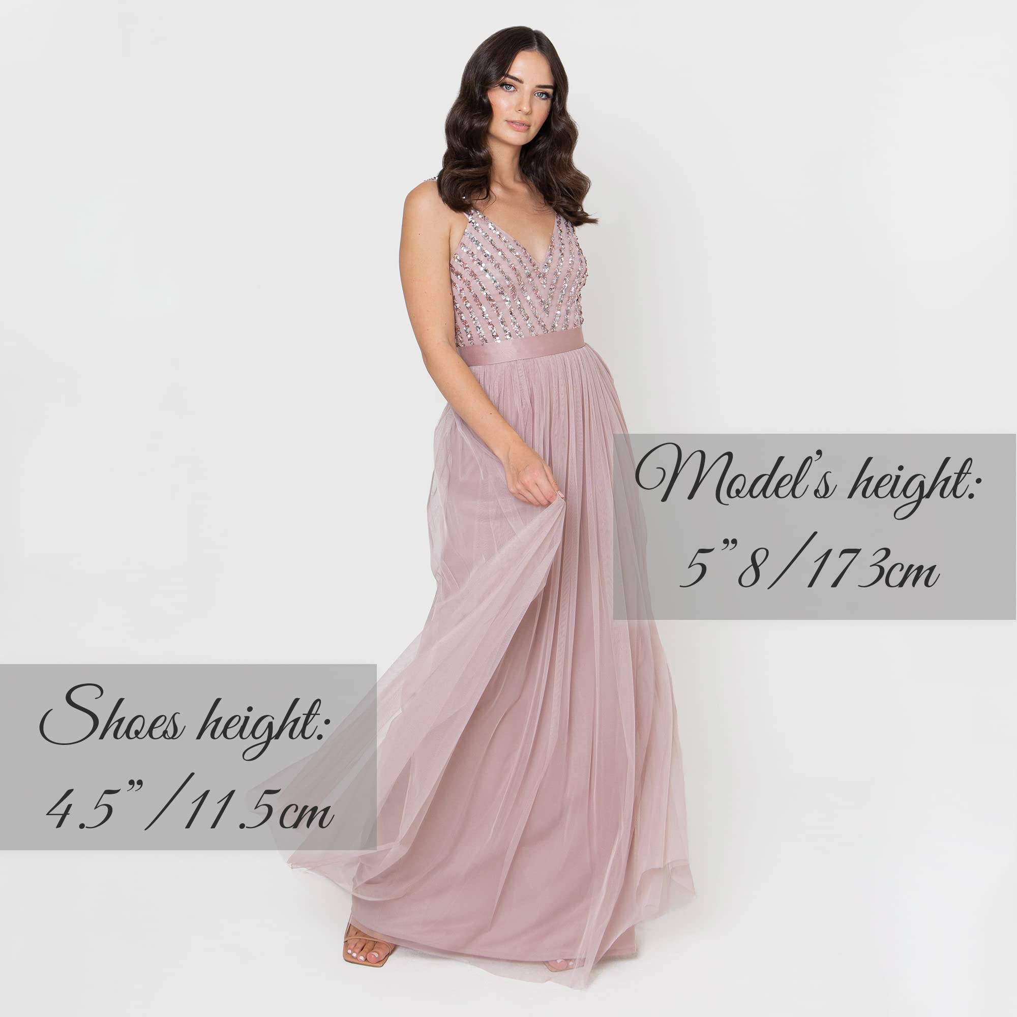Maya Deluxe Maya Vestido Maxi Sin Mangas con Detalle de Rayas promoción, Rosa Esmerilado, 44 para Mujer