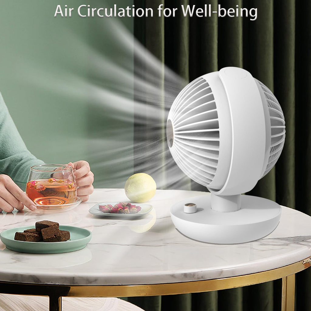 Desk Fan, 5600mAh Adjustable Angle Battery Operated Fan with 3 Wind Speed Safety Child Lock Low Power Reminder, Low Nosie Portable Fan for Bedroom Home Office (White)