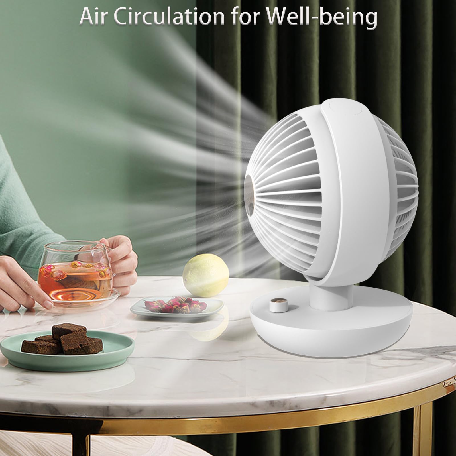 Desk Fan, 5600mAh Adjustable Angle Battery Operated Fan with 3 Wind Speed Safety Child Lock Low Power Reminder, Low Nosie Portable Fan for Bedroom Home Office (White)