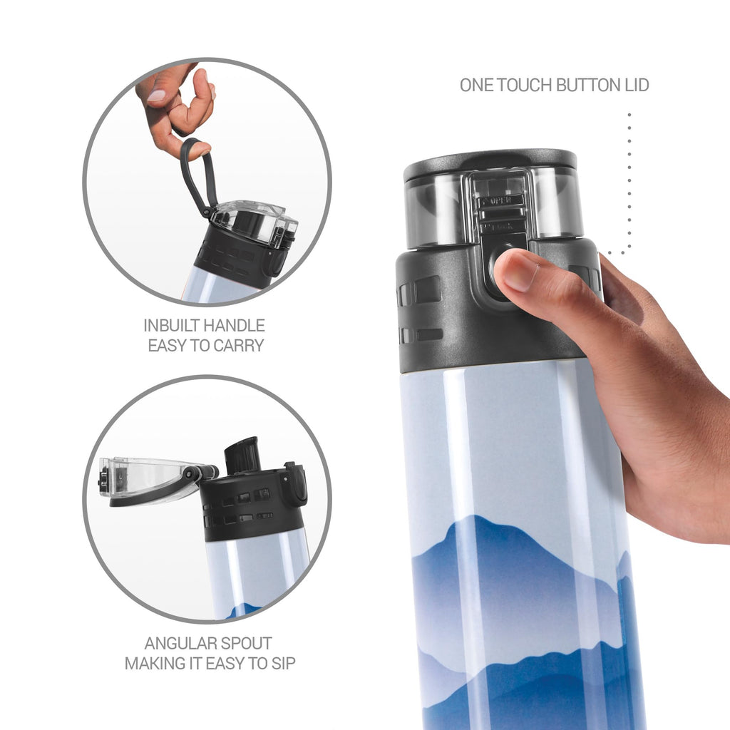 Milton Artesia 900 Thermosteel Insulated Water Bottle, 750 ml, Blue | Hot and Cold | Leak Proof | Office Bottle | Sports | Home | Kitchen | Hiking | Treking | Travel | Easy to Carry | Rust Proof
