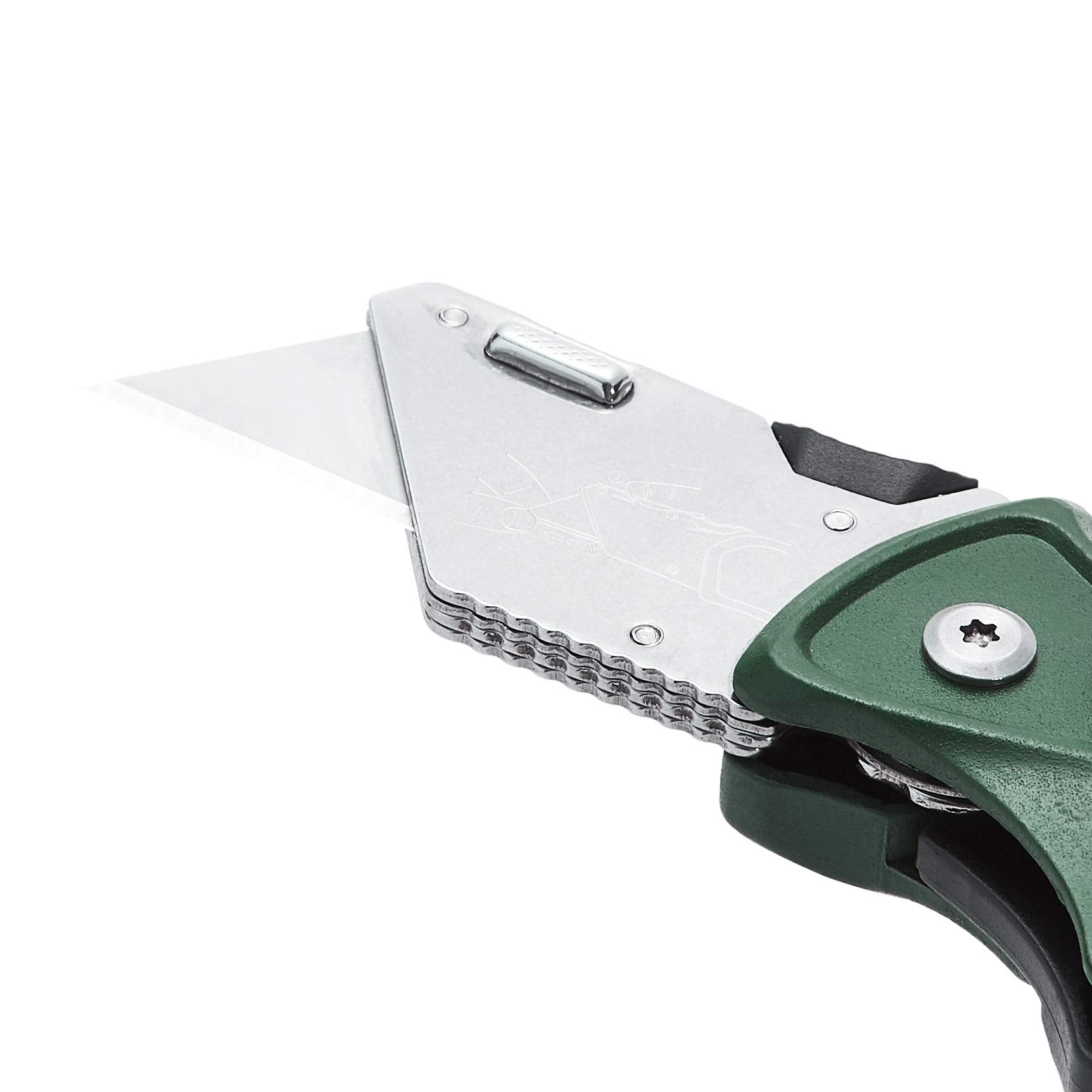 Amazon Basics Heavy Duty Folding Utility Knife with Belt Cutter and Blade Storage