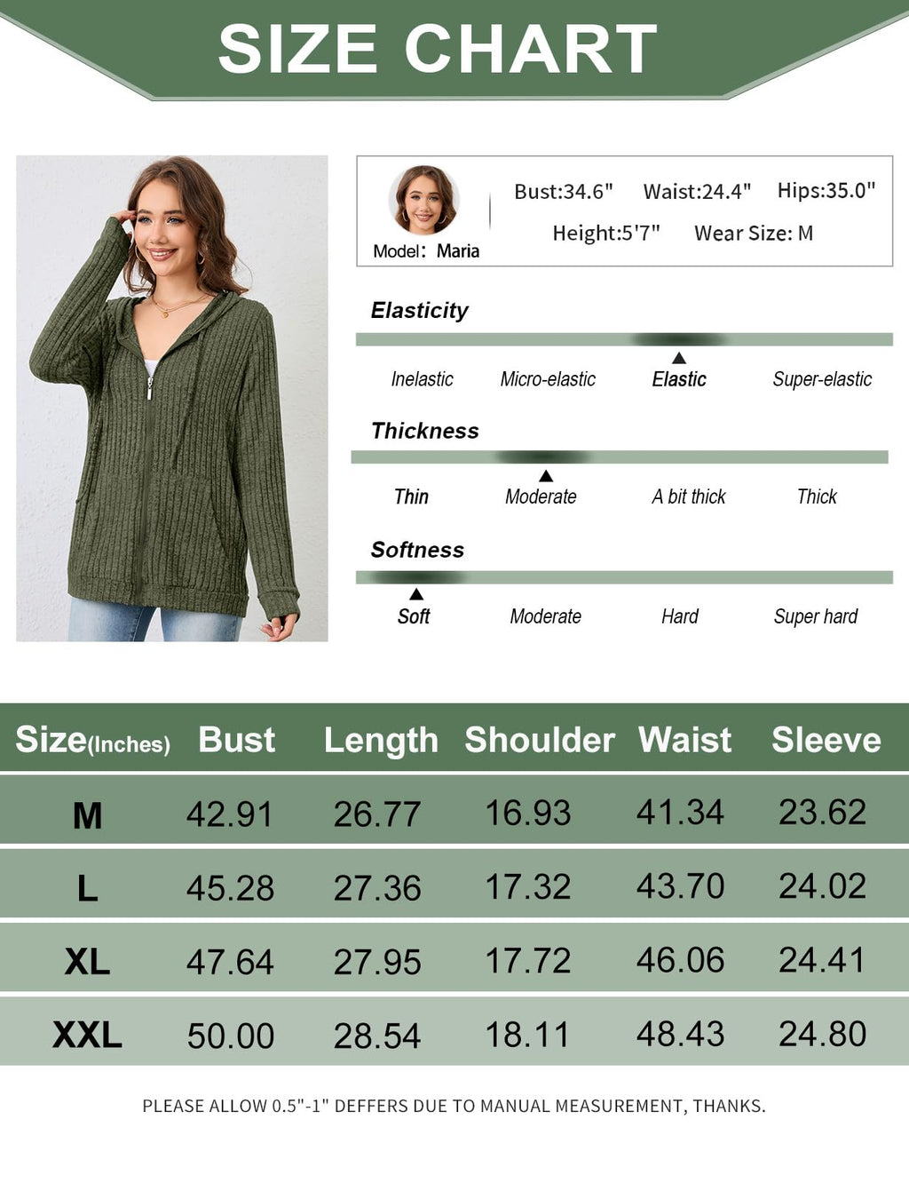 Flikity Zip Hoodie Damen Reißverschluss Sweatjacke mit Kapuze Dünne Jacke