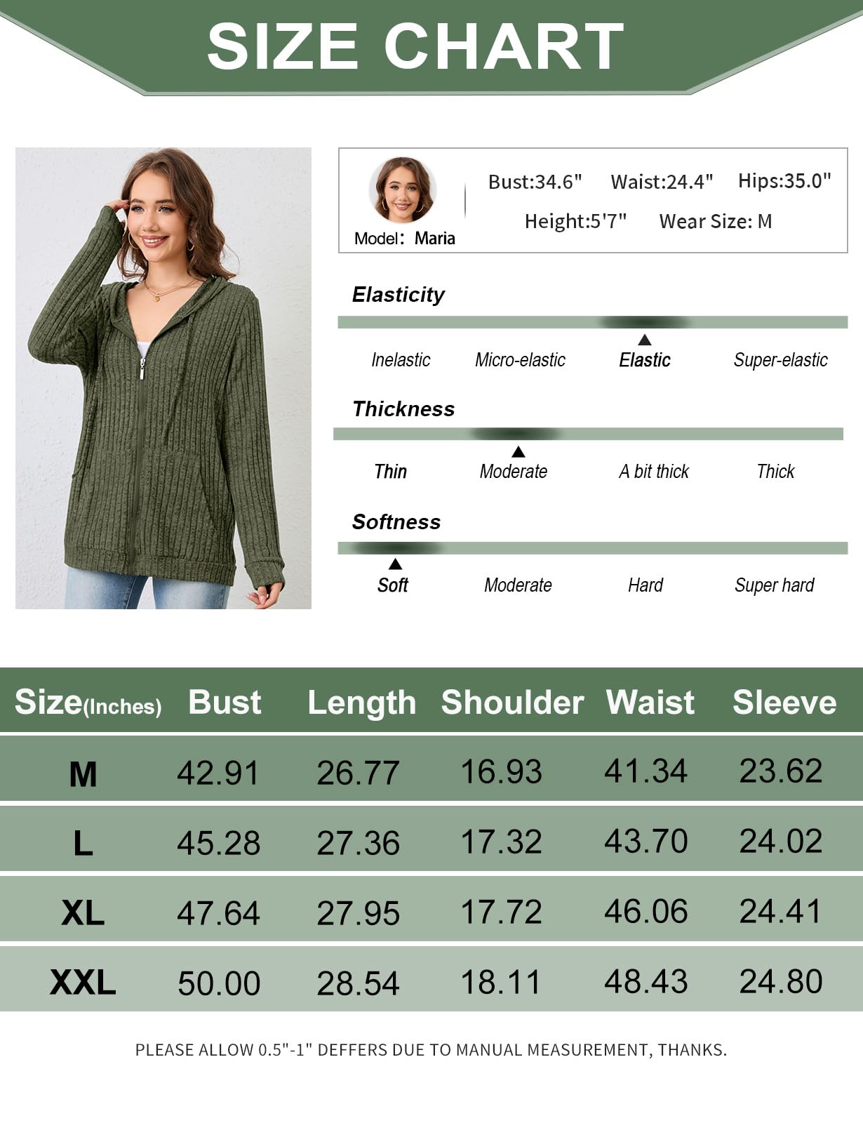 Flikity Zip Hoodie Damen Reißverschluss Sweatjacke mit Kapuze Dünne Jacke
