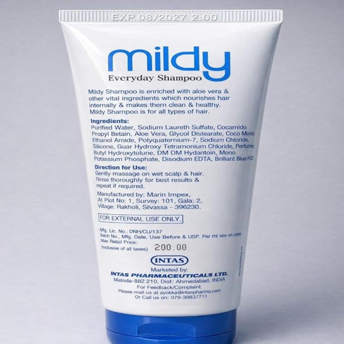 Mildy Everyday Shampoo for Clean & Healthy Hair Enriched with Aloe vera 100ml pack of 2