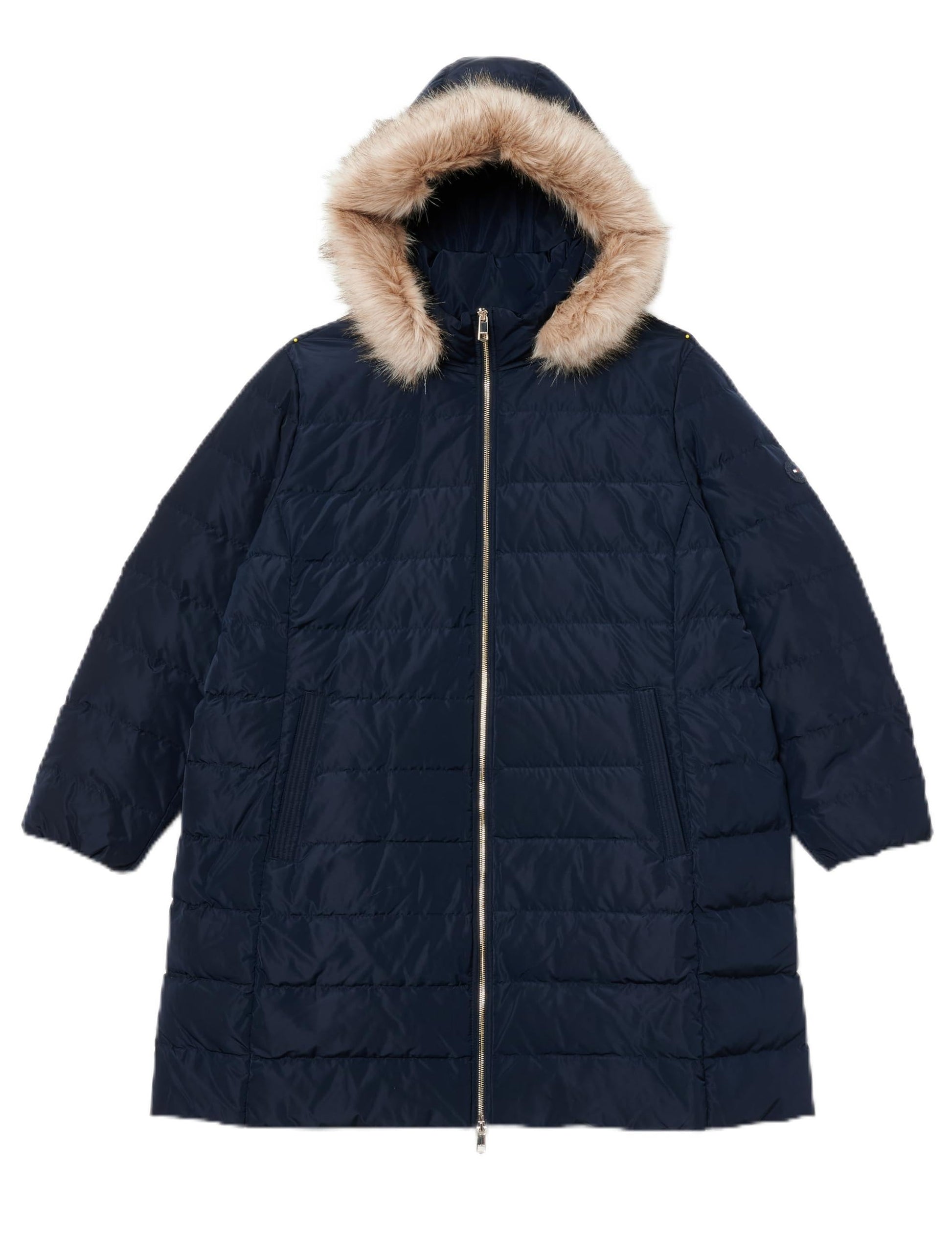 Tommy Hilfiger Abrigo de plumas Mujer Tyra Heritage Coat With Fur con piel sintética, Azul (Desert Sky), 46