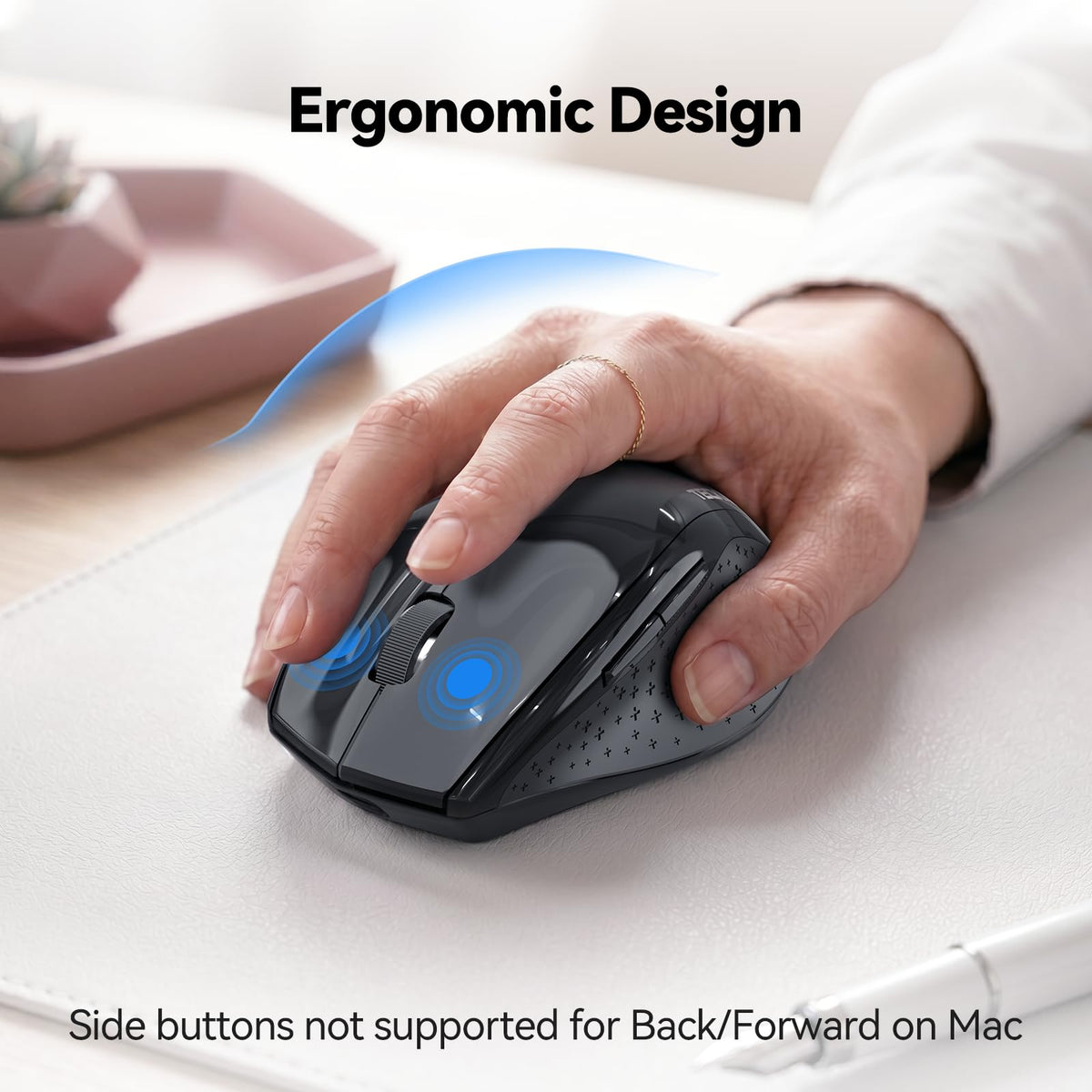 TECKNET Pro Bluetooth Mouse, Tri-Mode Rechargeable Mouse with USB-C Adapter