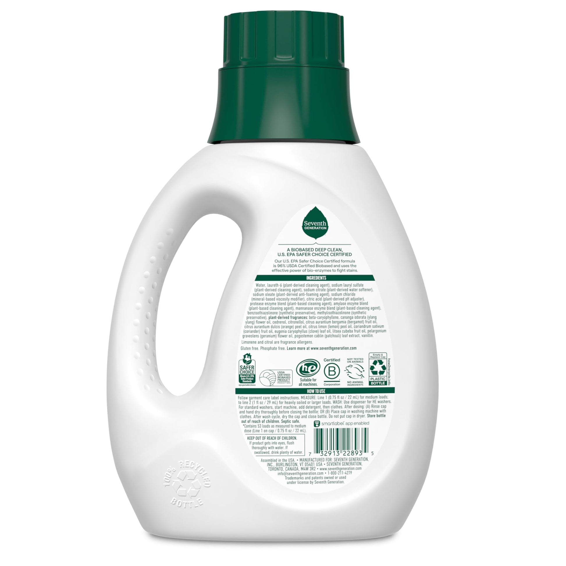 Seventh Generation Concentrated Laundry Detergent, Geranium Blossom & Vanilla, 40 oz, Pack of 2 (106 Loads), 40 Fl Oz (Pack of 2)