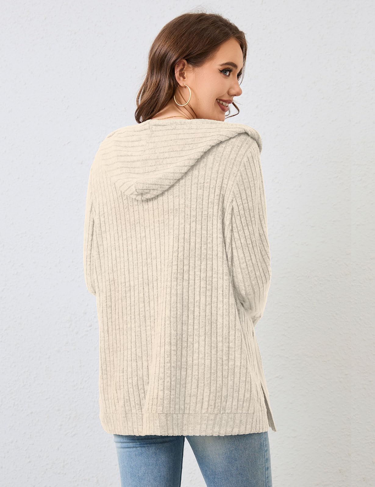 Flikity Zip Hoodie Damen Reißverschluss Sweatjacke mit Kapuze Dünne Jacke