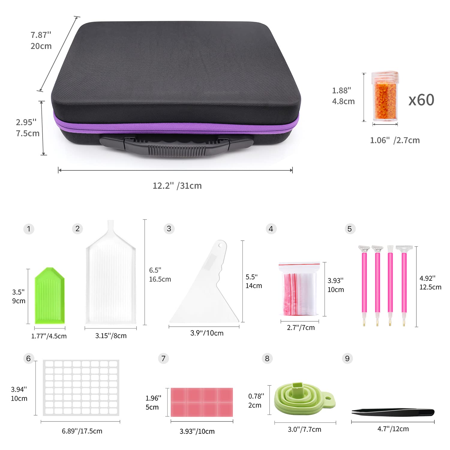 ARTDOT 60 Slots Storage Container for Diamond Art Kits for Adults,Portable Bead Storage Boxes for Diamond Painting Accessories and Tools