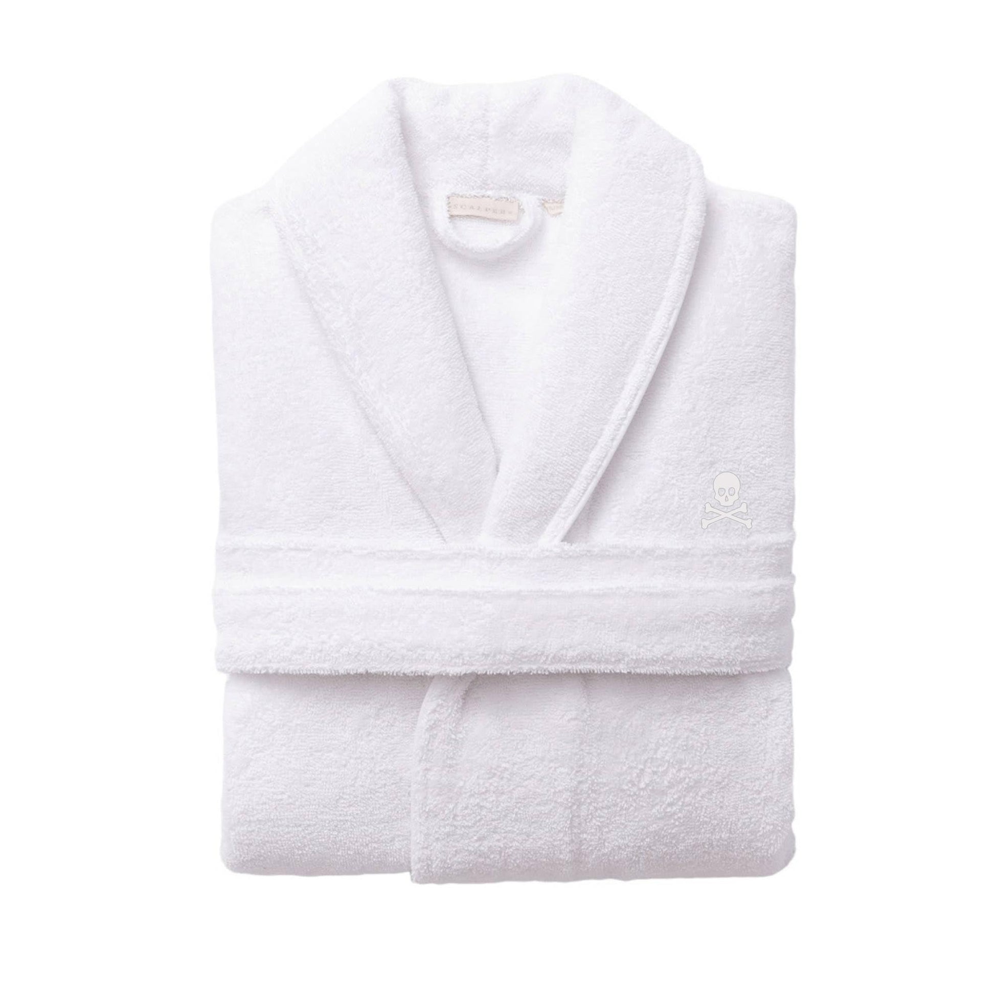 Albornoz S-M 100%Algodón 360GSM Blanco con ribetes blancos Scalpers Home