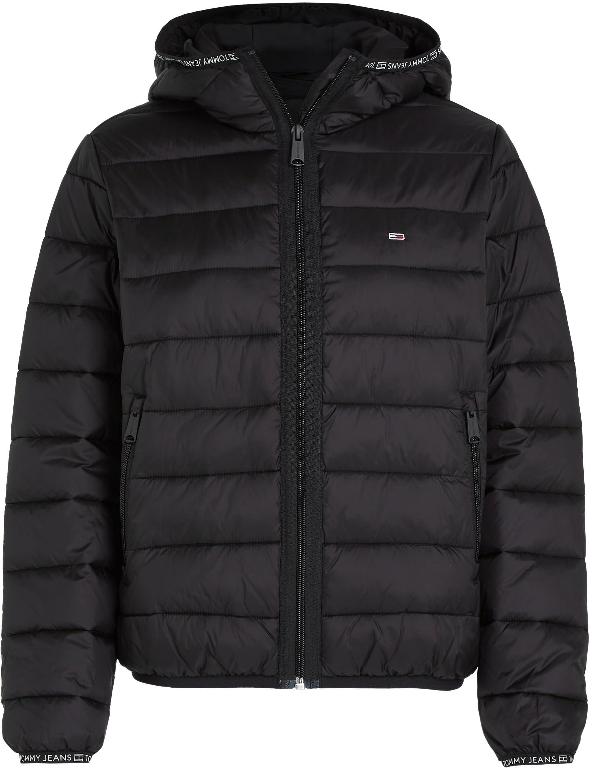 Tommy Jeans Cazadora Acolchada Mujer Quilted Tape Hood Jacket con Capucha, Negro (Black), XXS