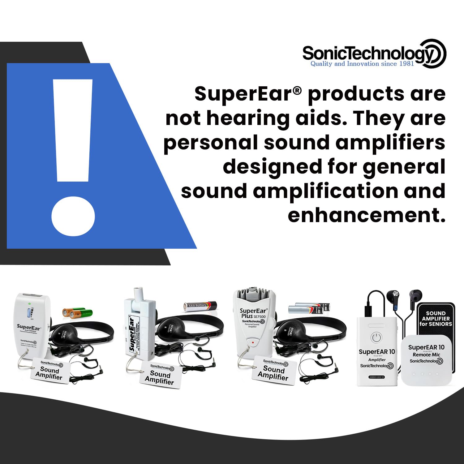 SuperEar - Amplificador de sonido personal, modelo SE5000 (actualización reestructurada de SE4000 discontinuo), aumenta el sonido ambiente, ganancia 50 db