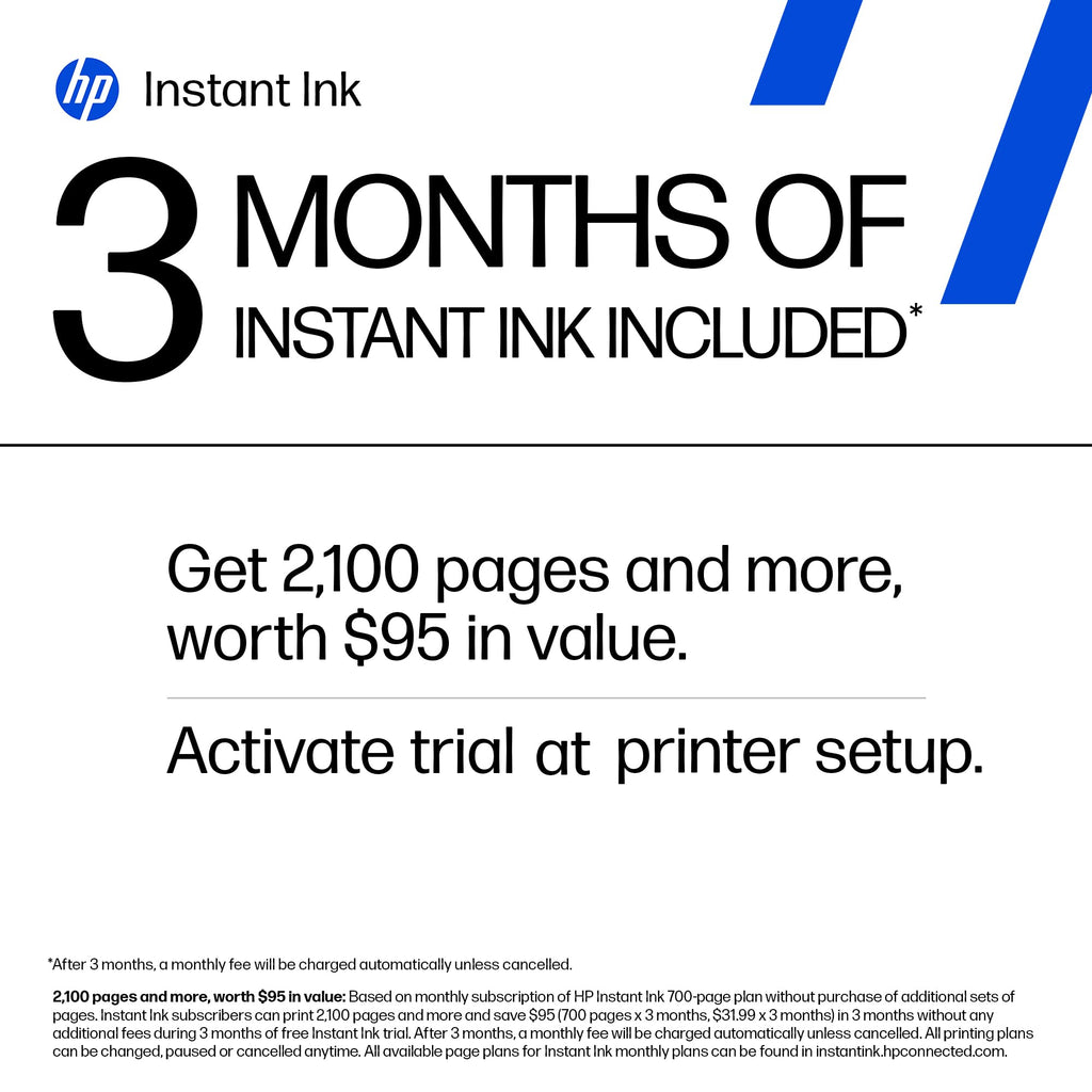 HP DeskJet 2827e Wireless All-in-One Color Inkjet Printer, Scanner, Copier, Best-for-Home, 3 Month Instant Ink Trial Included, AI-Enabled (6W7F5A)