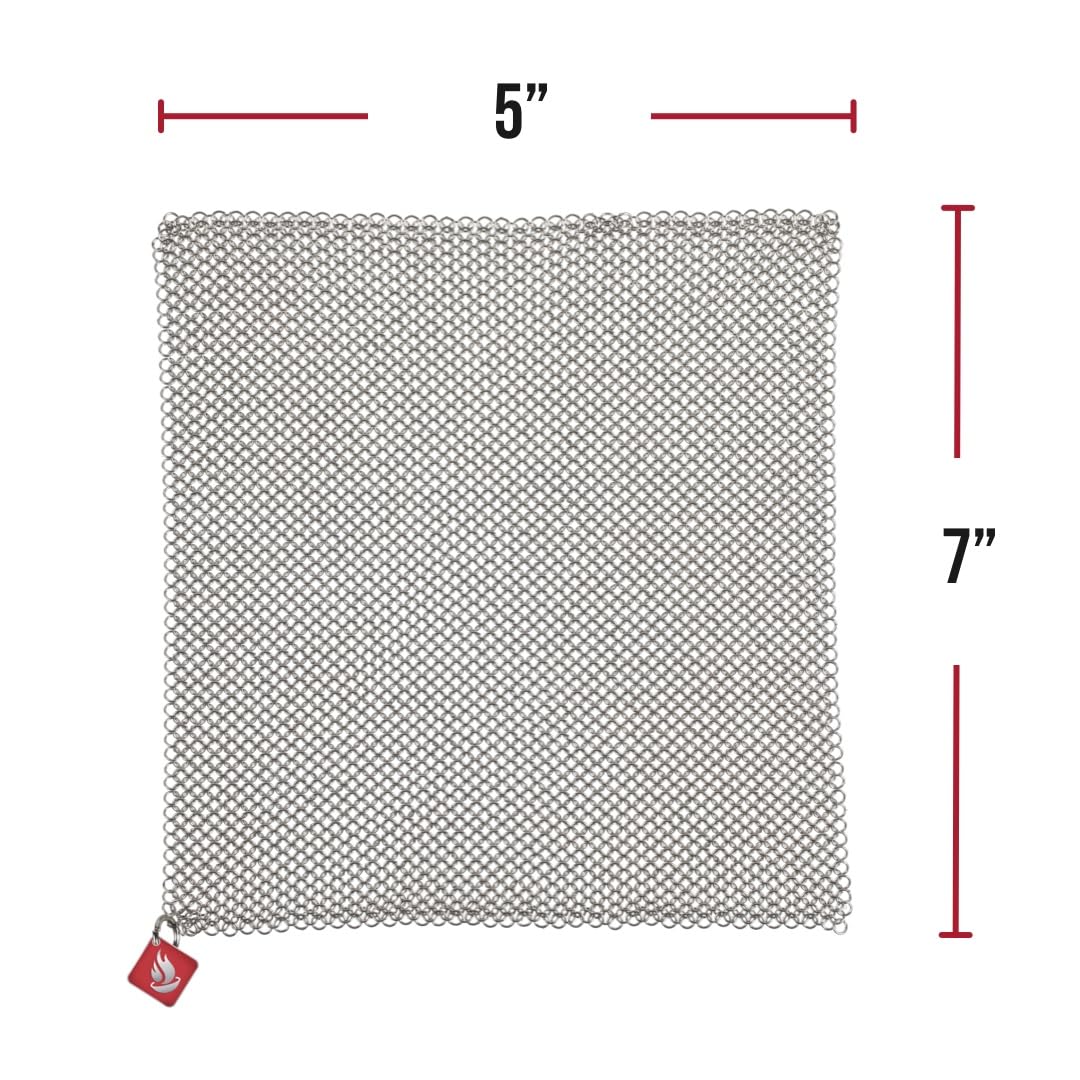 Knapp Made Chainmail Bulaşık Bezi 17,78 cm x 12,7 cm - Kirli Süngerinizi Değiştirin - Çok Amaçlı Mutfak Gereçleri, Tencere ve Tavalar Temizleyici - Ömür Boyu Sürer