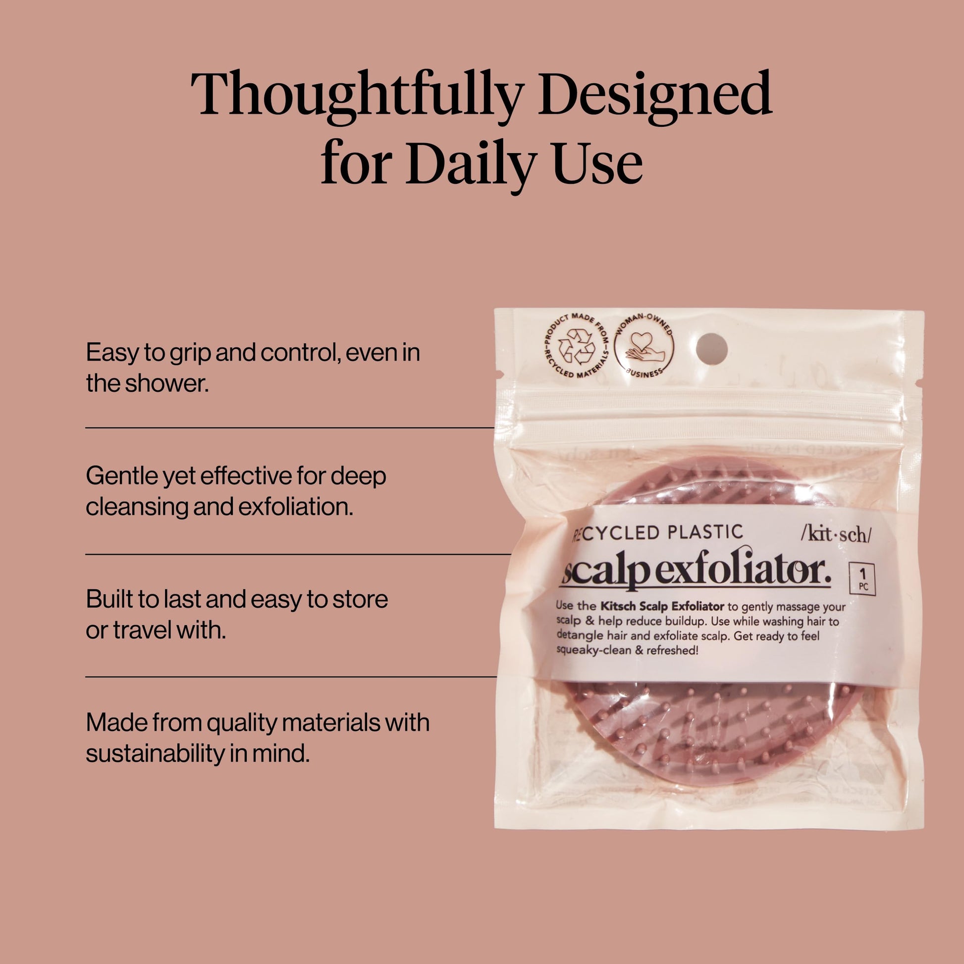Kitsch Scalp Massager for Hair Care - Shampoo Brush Scalps - Terracotta