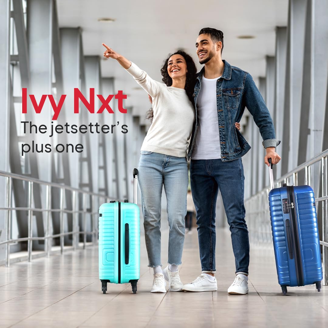 American Tourister Ivy Nxt 3PCSET 4 Spinner Wheels Hard Luggage Polycarbonate Check-in Trolley Bags for Travel with Mounted TSA Lock for Unisex - Blue, Small,Medium, Large, 79 cm