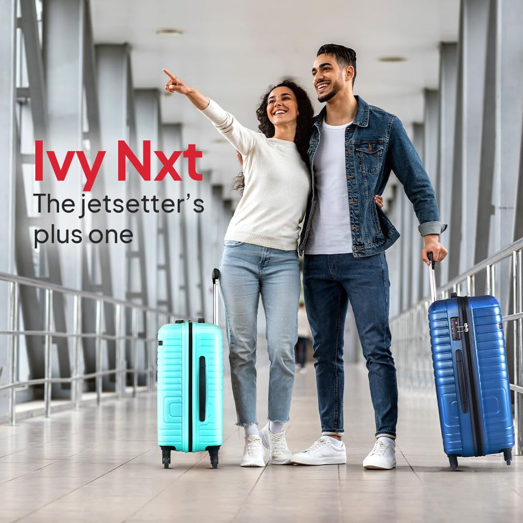 American Tourister Ivy Nxt 3PCSET 4 Spinner Wheels Hard Luggage Polycarbonate Check-in Trolley Bags for Travel with Mounted TSA Lock for Unisex - Blue, Small,Medium, Large, 79 cm