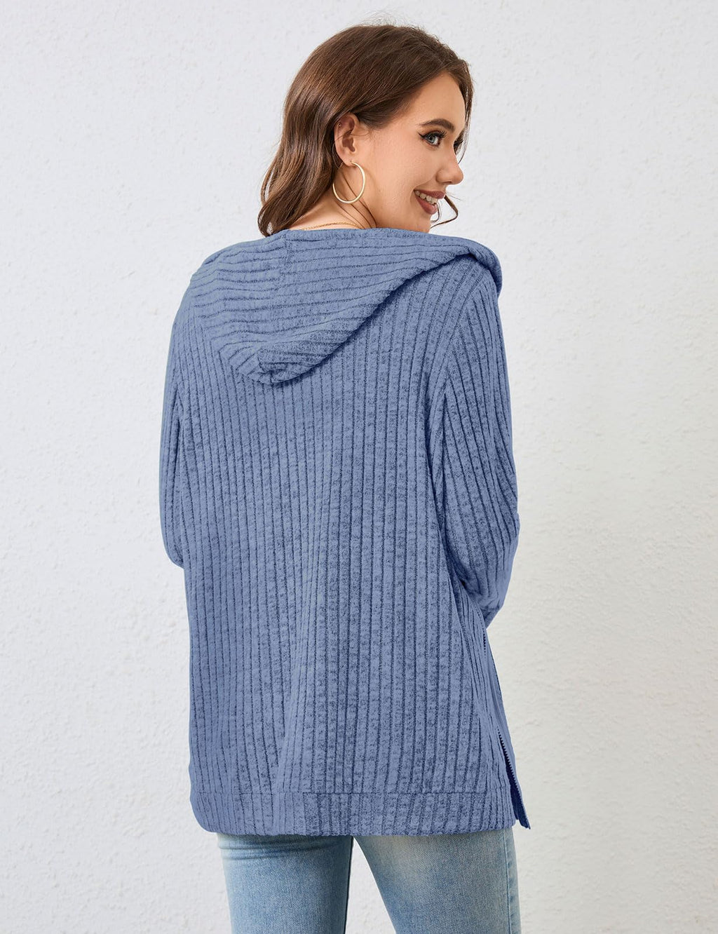 Flikity Zip Hoodie Damen Reißverschluss Sweatjacke mit Kapuze Dünne Jacke