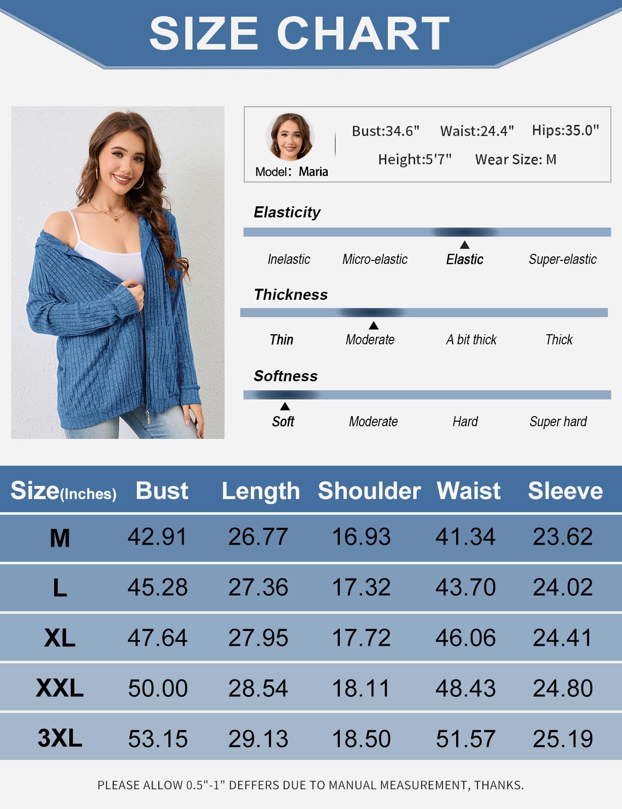 Flikity Zip Hoodie Damen Reißverschluss Sweatjacke mit Kapuze Dünne Jacke