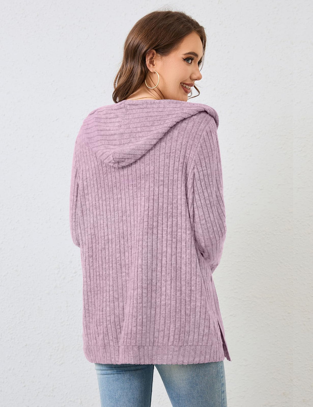 Flikity Zip Hoodie Damen Reißverschluss Sweatjacke mit Kapuze Dünne Jacke