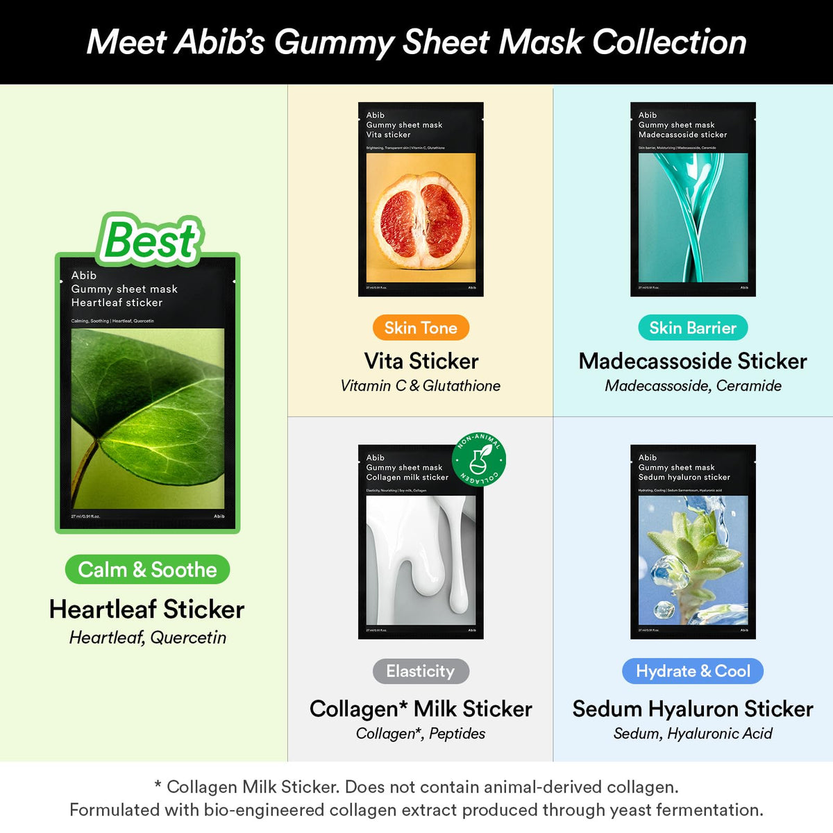 Abib Gummy Sheet Mask Vita Sticker 10 Sheets (Skin Tone) I Korean Face Mask for Sensitive Skin, Soothing & Redness Relief, Daily Skincare Treatment, K-Beauty Sheet Mask